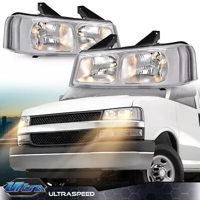 Fit For 03-23 Chevy Express GMC Savana 1500 2500 3500 4500 Van Headlights Chrome • $66.59