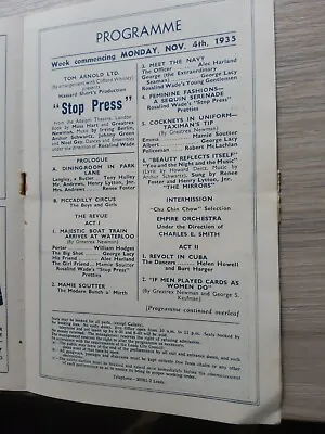 Variety Theatre Programme 1935leeds Empiregeorge  Lacymamie Soutter • £8