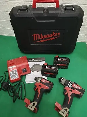 £199.99 • Buy Milwaukee M18 CBLPP2A-402C 18v Cordless Brushless Tiwn Set Drill & Impact 4.0ah