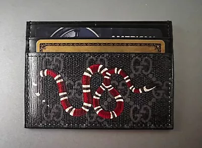 Gucci Black Leather Kingsnake Card Holder Wallet • $127.50