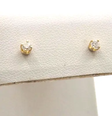 14k Gold Diamond Solitaire Stud Earrings Petite Baby Child Second Hole • £122.54