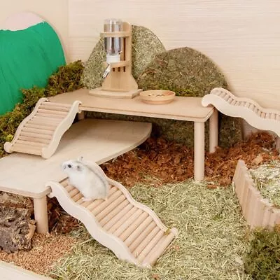 £6.89 • Buy Wooden Bridge Ladder Mini Pet Climbing Stair Hamster Chew Toys Cage Accessories.