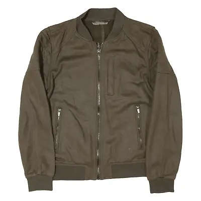 ZARA Man Bomber Jacket Brown Mens M • £22.99