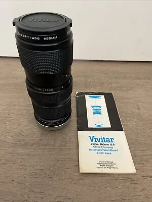 Vivitar 75mm 205mm F3.8 Close Focus Auto Zoom Lens Universal Mount Orig. Manual • $20