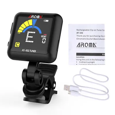 Aroma AT-102 LCD Clip On Tuner Chromatic Electric Guitar Bass Ukulele Banjo • $20.79