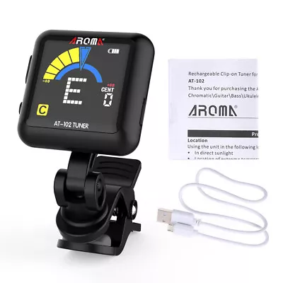 $20.79 • Buy Aroma AT-102 LCD Clip On Tuner Chromatic Electric Guitar Bass Ukulele Banjo