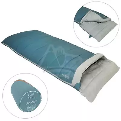 Vango Kanto Sleeping Bag Square Single 2 Season Camping Equipment Mineral Green • £34.95