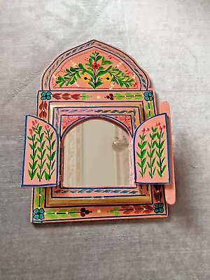 Vintage Moroccan Style Hand Painted Decorative Wooden Mirror With Door Shutters • $50