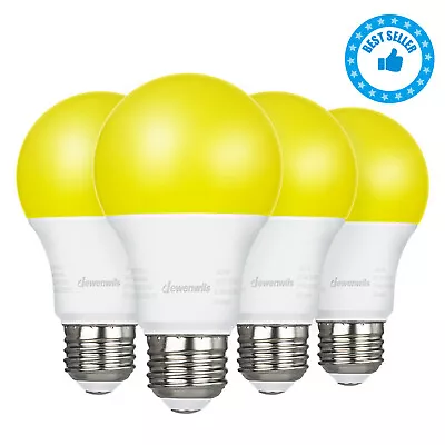 DEWENWILS LED Bug Light Bulbs Outdoor 4 Pack A19 Yellow Light Bulb 600LM E26 • $12.99