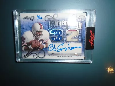 2021 O.J. Simpson Auto Jersey 6/32 Game Worn 3-Color Patch Leaf Numerology • $103.50