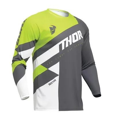 Thor 2024 Sector Checker Offroad Dirt Bike Motocross Jersey Gray/Acid • $27.95