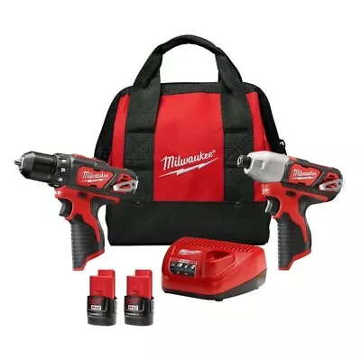 Milwaukee M12 (2)-Tool Combo Kit • Drill Impact Driver (2) Batt. Charger Bag • $115