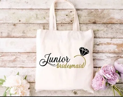 £8.99 • Buy Wedding Tote Bag Junior Bridesmaid Gift Present Reuseable Shopping Occasion 
