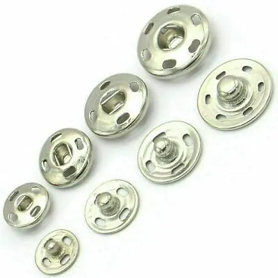 20 Snap Fasteners Fastenings Poppers Press Studs Metal Small Medium Large Silver • £2.99