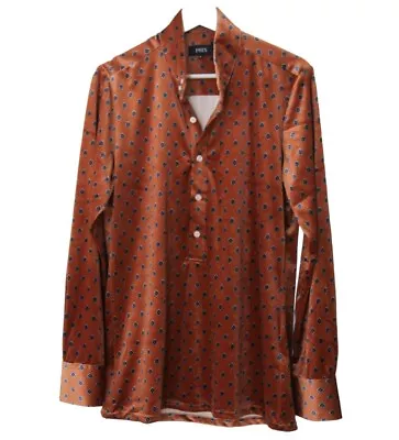 Phix NEW Mens Velvet Print Henley Button Panel Long Sleeve Shirt Small • $49.95