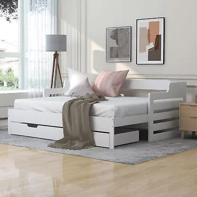 3FT Single King Size Daybed Cabin Bed Guest Bed Sofa Bed With Trundle & Drawer • £314.99