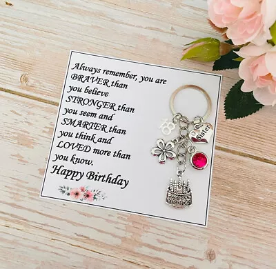 Personalised HAPPY BIRTHDAY Gifts Charm Keyring 13th 16th 18th 21st Gift For Her • £4.99