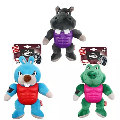 GiGwi Dog Toy I'm Hero Armor TPR/Plush Squeaker Durable Unique Fun Puppy Doll • £12.54