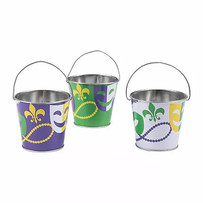 Mini Mardi Gras Pails Party Supplies 12 Pieces • $18.17