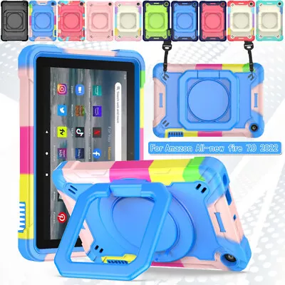 Rugged Armor Case For Amazon Fire 7 2022 Shoulder Strap Tablet Stand Cover • £15.97