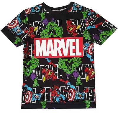 Boys Marvel Avengers Top T Shirt Spiderman Hulk Iron Man Top T Shirt 7-12 Yrs • £7.95