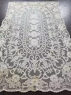 Vintage Point De Venise Needle Lace Banquet Tablecloth 275x178cm • $435.79
