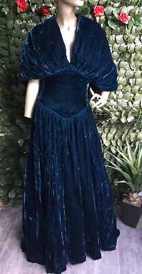 1980s Designer Vintage Bruce Oldfield Velvet  Dress Size 16(12/14) Princess Di • £160