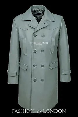 Men's LONG U-BOAT Grey German KRIEGSMARINE Cowhide UBoat Leather Jacket Coat • $153.03