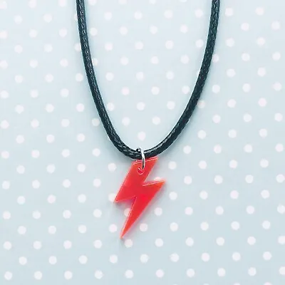 1 X Handmade Mini Neon Pink/Red Lightning Bolt Acrylic Necklace ~Retro~80s~Rave • £3.25