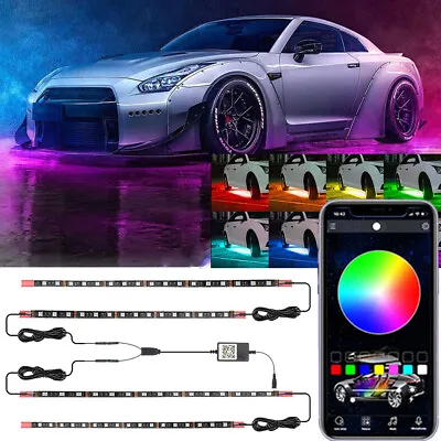 4PCS LED RGB Dream Color Car Underglow Kit Neon Strip Light Music APP Control UK • £32.49