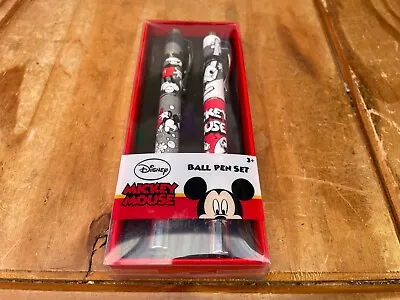 RARE Sambro 2x Retro Mickey Mouse Design Ball Pen Set (Black Ink) • £4.29