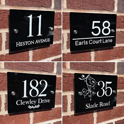 Door Sign Black Plaque House Door Numbers Acrylic Metal Standoff Address Plaques • £6.99