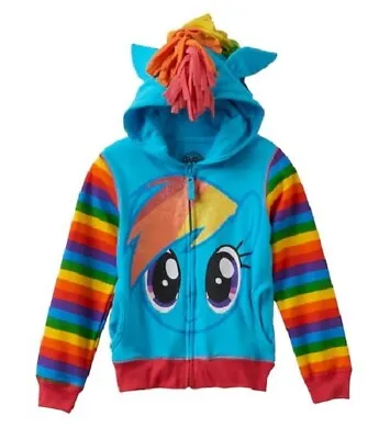 Rainbow Dash Hoodie Zip-up Small (4) My Little Pony Little Girls Sweatshirt • $29.99