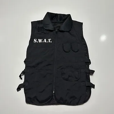 Swat Costume Vest Black Classic Logo - One Size Euc • $5.62