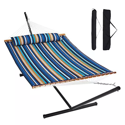 VEVOR Double Quilted Fabric Hammock Two Person Hammock With Stand 480lb Capacity • $128.99