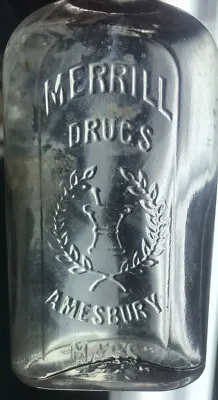 Old Merrill Drugs/Druggists Pharmacist Drug Store Bottle Amesbury Mass. Loc#E60 • $24.99