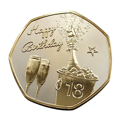 Happy 18th Birthday Gold Plated Commemorative Coin / Gift / Present • £7.99