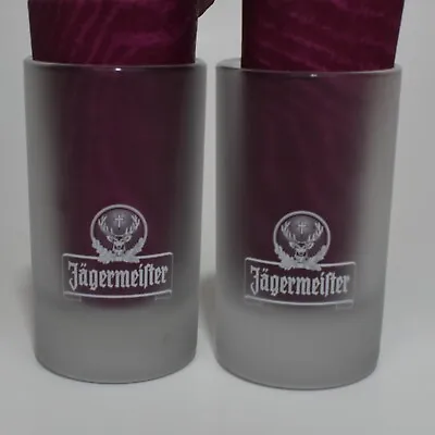 Jagermeister Frosted Shot Glass Weighted Base 4 Cl ARC Measure X 2 Glasses 8.5cm • $23.80