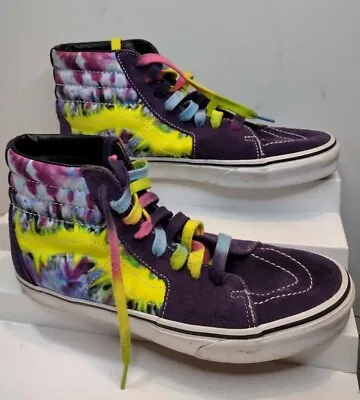 $39.69 • Buy Vans U SK8-HI Tye Dye Shoes High Top Size Mens 9.5 Skateboard Neon Yellow Purple