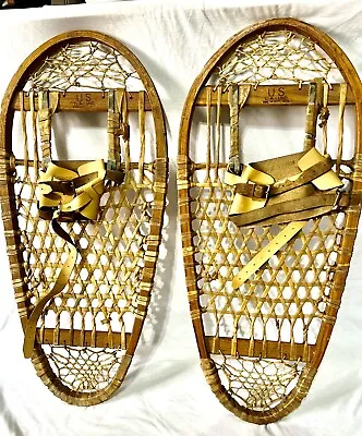 VINTAGE C.A LUND SNOWSHOES 1945 WWII MILITARY 13x28 PRESCOTT WiS. • $109.95