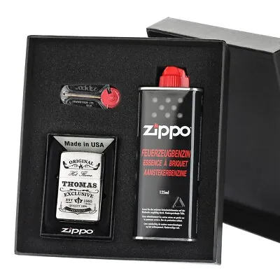 3-tlg. Zippo Sturm Lighter Gift Set With Engraving Lighter Petrol Lighter • £40.62