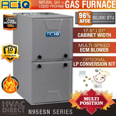 80000 BTU 96% AFUE ACiQ 1 Stage Split Natural Gas / Propane LP Furnace N95ESN • $1425