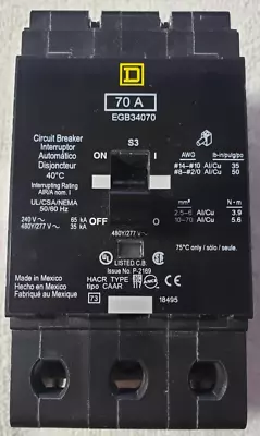 Square D EGB34070 3P 70A 480Y/277V Circuit Breaker • $225