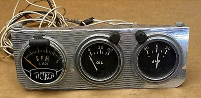 Vintage Gauge Cluster ￼￼W/TAC Hot Rod-Rat Rod Car Truck-TICTACH (2) KS GAUGES • $100