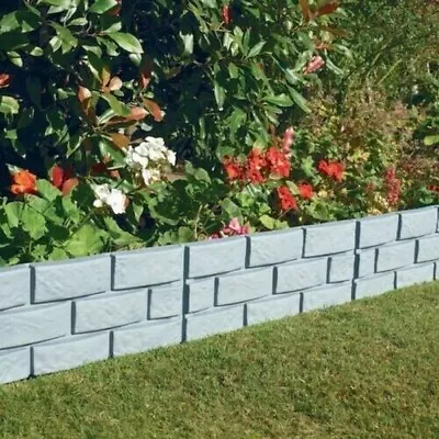 Easy Hammer In Edging Garden Lawn Grey Brick Effect Plastic Edging Plant Border • £10.90