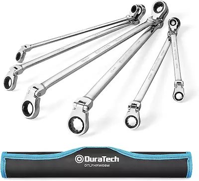 DURATECH Extra Long Flex-Head Double Box End Ratcheting Wrench Set Metric • $66.99