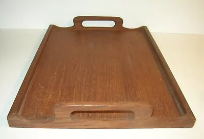 Vintage MCM Kalmar Serving Tray With Handles Teak Wood 16  X 11.5  • $26.66