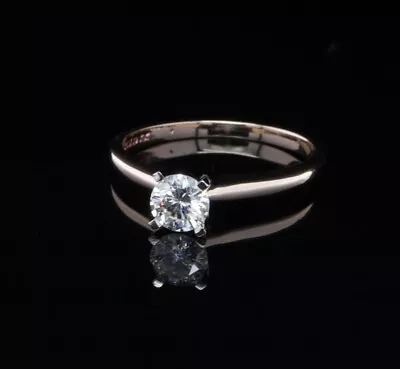 Vintage 0.35ct Solitare Diamond 14ct Yellow Gold Ring Size J1/2 Val $2050 • $466.47