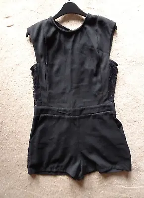 Black  Playsuit  With Lace Sides & Back    Size 14 • £6.50