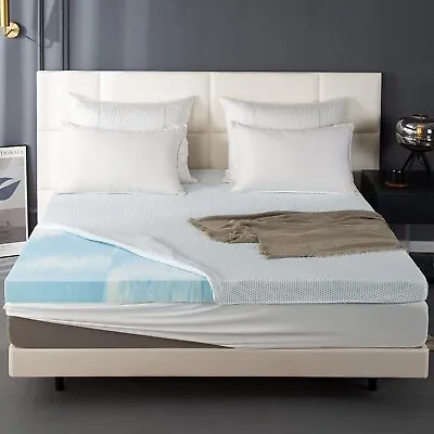 Gel Infused Memory Foam Mattress Topper 2  W/ Breathable Bamboo Cover Twin NIB! • $43.93